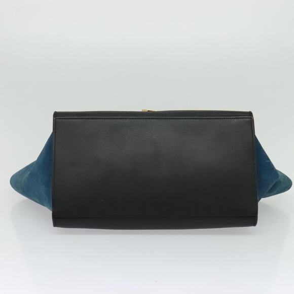 CELINE Trapeze Hand Bag Leather Blue Gold - Picture 9 of 13